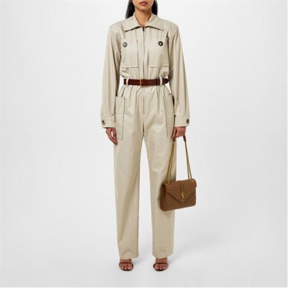 SAINT LAURENT Jumpsuit In Cotton Twill Women Beige Clair  for sale