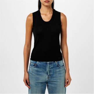 SAINT LAURENT Le Cassandre Knitted Vest Top Women Noir  for sale