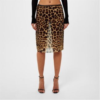 SAINT LAURENT Leopard Print Skirt Women Leopard  for sale