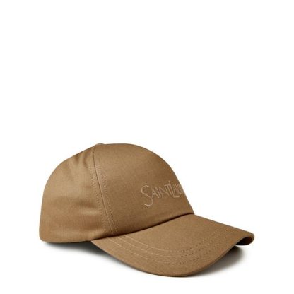 SAINT LAURENT Logo Embroidered Cap Men Baseball Caps Beige for sale