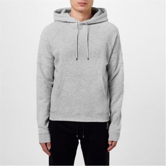 SAINT LAURENT Logo Embroidered Hoodie Men Grey  for sale