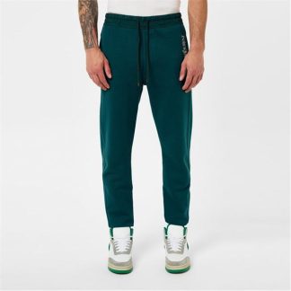 SAINT LAURENT Logo Fleece Joggers Men Closed Hem Woven Tracksuit Bottoms Vert 3064 for sale