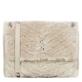 SAINT LAURENT Niki Medium Shearling Chain Bag Women Sidewalk 1426  for sale