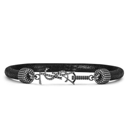 SAINT LAURENT Opyum Bracelet Unisex Black/Silv 1000  for sale