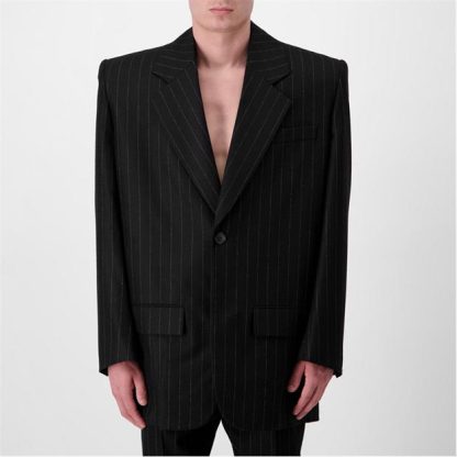 SAINT LAURENT Oversized Pinstripe Blazer Men Noir Craie  for sale