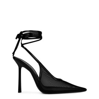 SAINT LAURENT Oxalis Slingback Pumps In Mesh. Women Black  for sale