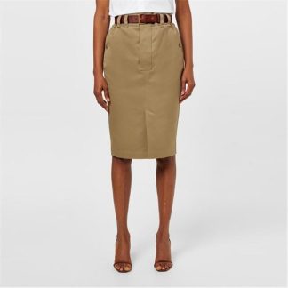 SAINT LAURENT Pencil Skirt In Cotton Gabardine Women Mastic  for sale