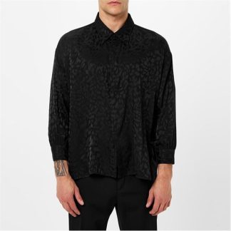 SAINT LAURENT Printed Long Sleeve Blouse Men Noir 1000  for sale