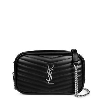 SAINT LAURENT Quilted Leather Min Lou Camera Bag Women Camera Bags Black/Silver for sale