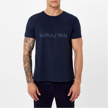 SAINT LAURENT Reverse T-Shirt Men Marine/Naturale  for sale