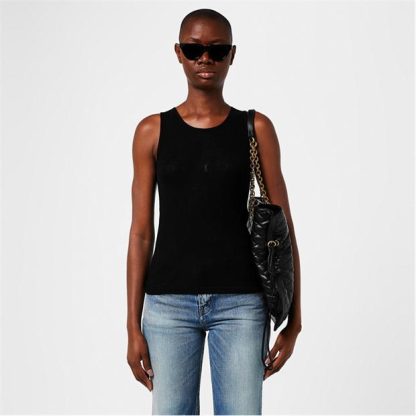 SAINT LAURENT Ribbed Tank Top Women Tank Tops NOIR for sale