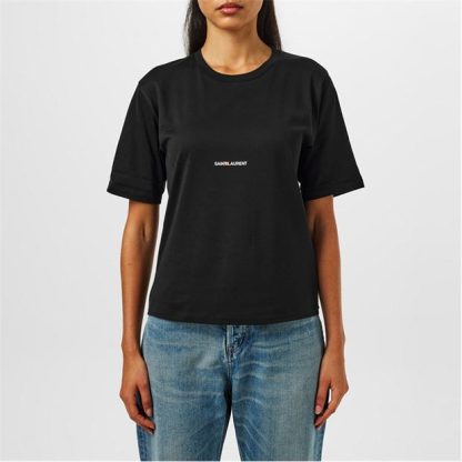 SAINT LAURENT Rive Gauche T-Shirt Women Regular Fit T-Shirts Black 1000 for sale