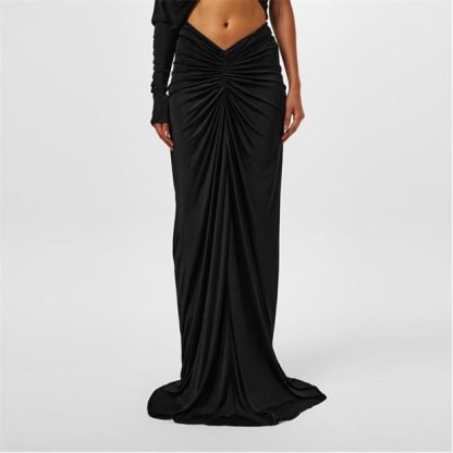 SAINT LAURENT Ruched Maxi Skirt Women Noir 1000  for sale