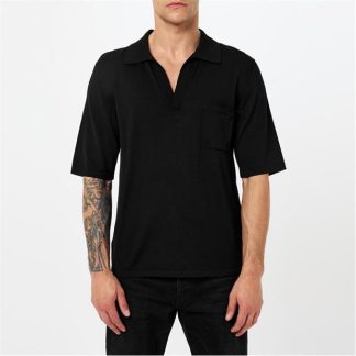 SAINT LAURENT Saint Knit Polo Sn42 Men Short Sleeve Polos Noir for sale