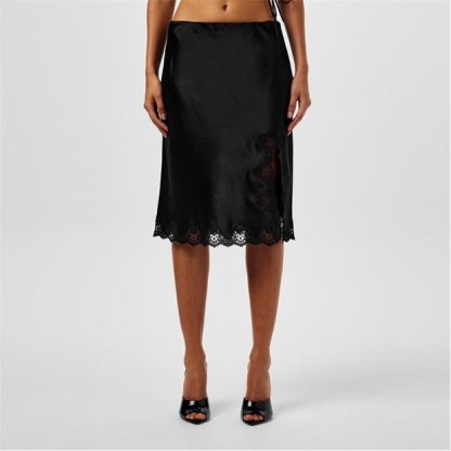 SAINT LAURENT Satin Midi Skirt Women Noir  for sale