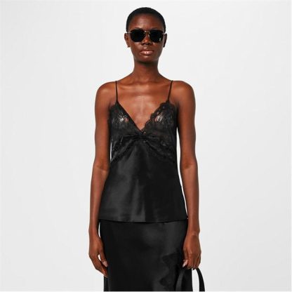 SAINT LAURENT Silk Lace Lingerie Top Women Noir  for sale