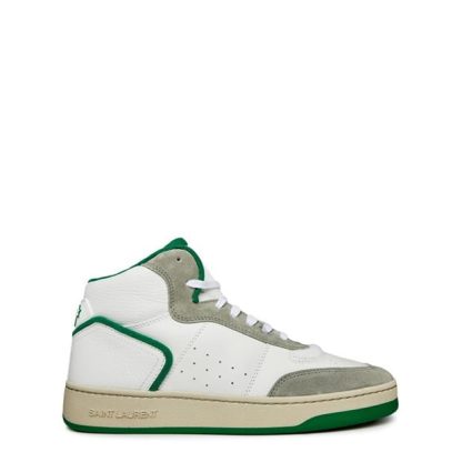 SAINT LAURENT Sl/80 Mid-Top Trainers Men High Tops White/Green for sale