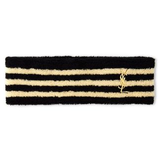 SAINT LAURENT Striped Cassandre Headband Women Black/Ivory  for sale