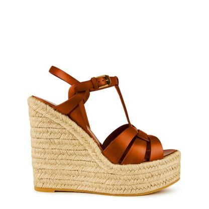 SAINT LAURENT Tribute Espadrilles Wedge Women Wedges Ambre for sale