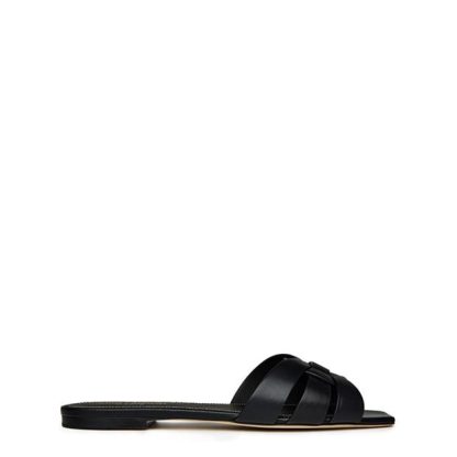 SAINT LAURENT Tribute Mules Women Flat Sandals Nero 1000 for sale