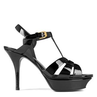 SAINT LAURENT Tribute Platform Sandals Women Heeled Platform Sandals Black 1000 for sale