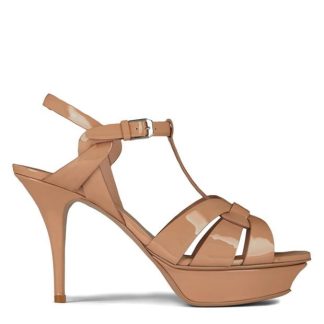 SAINT LAURENT Tribute Platform Sandals Women Heeled Platform Sandals Nude 9935 for sale