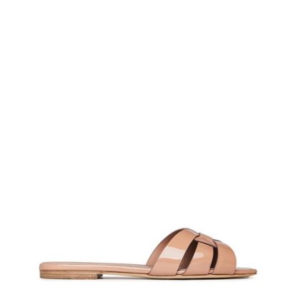 SAINT LAURENT Tribute Slides Women Flat Sandals Nude 9935 for sale