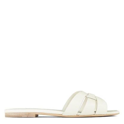 SAINT LAURENT Tribute Slides Women Flat Sandals Porcellana 9008 for sale