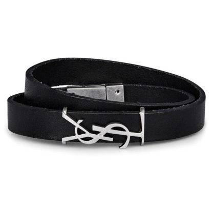 SAINT LAURENT Ysl Wrap Bracelet Women Black/Silver  for sale