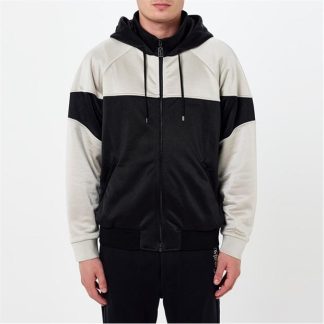 SAINT LAURENT Zip Up Hooded Track Jacket Men Noir/Perle  for sale