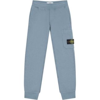 STONE ISLAND Badge Fleece Jogging Bottoms Juniors Kids Closed Hem Fleece Jogging Bottoms Azzuro V0040 for sale