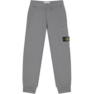 STONE ISLAND Badge Fleece Jogging Bottoms Juniors Kids Closed Hem Fleece Jogging Bottoms Grey V0M64 for sale