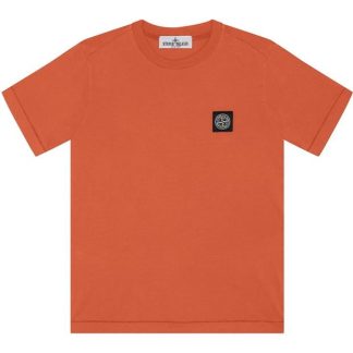 STONE ISLAND Badge Logo T Shirt Junior Kids Regular Fit T-Shirts Arancio V0032 for sale