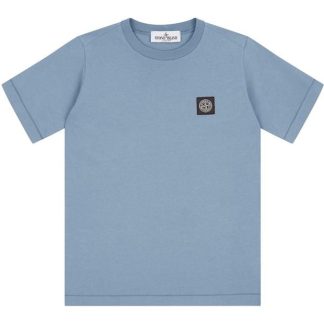 STONE ISLAND Badge Logo T Shirt Junior Kids Regular Fit T-Shirts Azzuro V0040 for sale