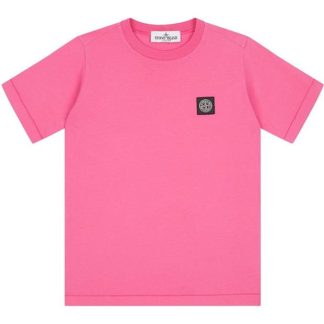 STONE ISLAND Badge Logo T Shirt Junior Kids Regular Fit T-Shirts Ciclamino V0087 for sale