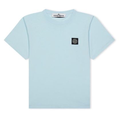 STONE ISLAND Badge Logo T Shirt Junior Kids Regular Fit T-Shirts Cielo V0041 for sale