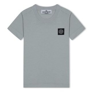 STONE ISLAND Badge Logo T Shirt Junior Kids Regular Fit T-Shirts Grey V0061 for sale