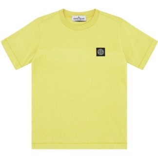 STONE ISLAND Badge Logo T Shirt Junior Kids Regular Fit T-Shirts Limone V0031 for sale