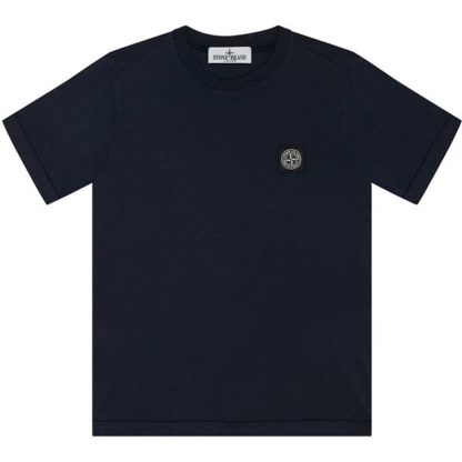 STONE ISLAND Badge Logo T Shirt Junior Kids Regular Fit T-Shirts Navy V0020 for sale