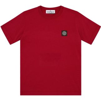 STONE ISLAND Badge Logo T Shirt Junior Kids Regular Fit T-Shirts Rosso V0010 for sale