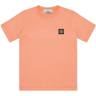 STONE ISLAND Badge Logo T Shirt Junior Kids Regular Fit T-Shirts Salmone V0081 for sale