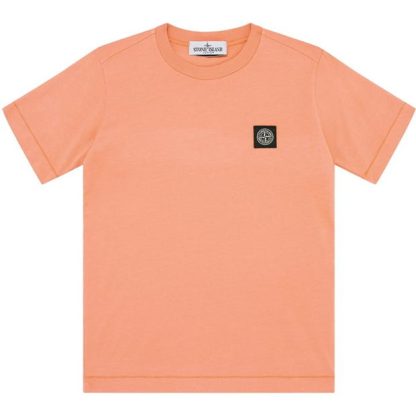 STONE ISLAND Badge Logo T Shirt Junior Kids Regular Fit T-Shirts Salmone V0081 for sale