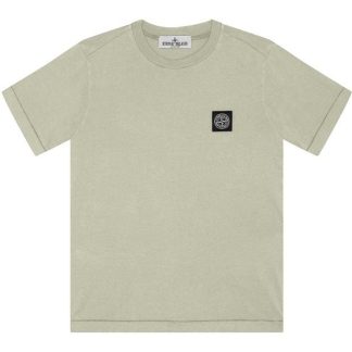 STONE ISLAND Badge Logo T Shirt Junior Kids Regular Fit T-Shirts Stucco V0097 for sale