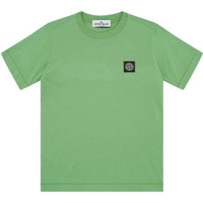 STONE ISLAND Badge Logo T Shirt Junior Kids Regular Fit T-Shirts Verde V0050 for sale