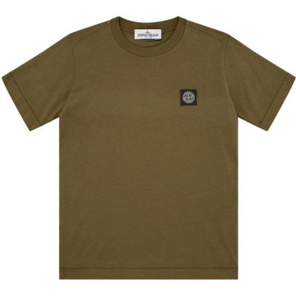 STONE ISLAND Badge Logo T Shirt Junior Kids Regular Fit T-Shirts Vrd Mltre V0054 for sale