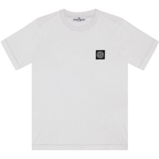 STONE ISLAND Badge Logo T Shirt Junior Kids Regular Fit T-Shirts White V0001 for sale