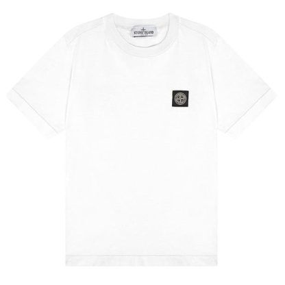 STONE ISLAND Badge Logo T Shirt Junior Kids Regular Fit T-Shirts White V0093 for sale