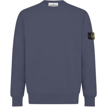 STONE ISLAND Badge Sweatshirt Men Crew Sweaters Mid Blue V0046 for sale