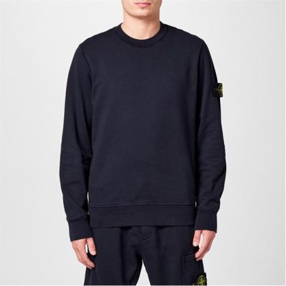 STONE ISLAND Badge Sweatshirt Men Crew Sweaters Navy A0020 for sale