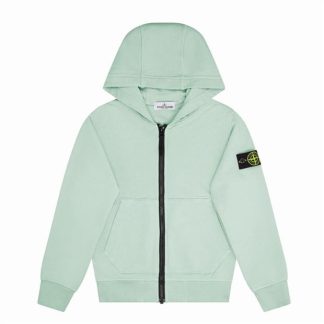 STONE ISLAND Badge Zip Hoodie Kids Zip Hoodies Acqua V0044 for sale